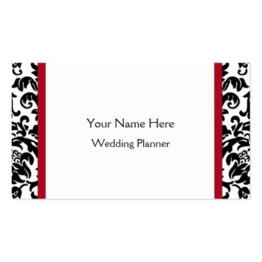 Black and Red Damask business cards