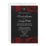 Black and red damask Invitation with monogram