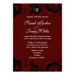 Black and red damask Invitation with monogram