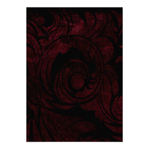 Black and red damask Invitation with monogram