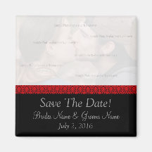 Black and Red Damask Save The Date Magnet