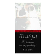 Black and Red Damask Thank You Card Personalized Photo Card
