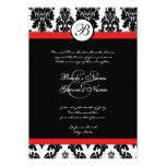 Black and Red Damask Wedding Invitation