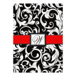 Black and Red Damask Wedding Invitations
