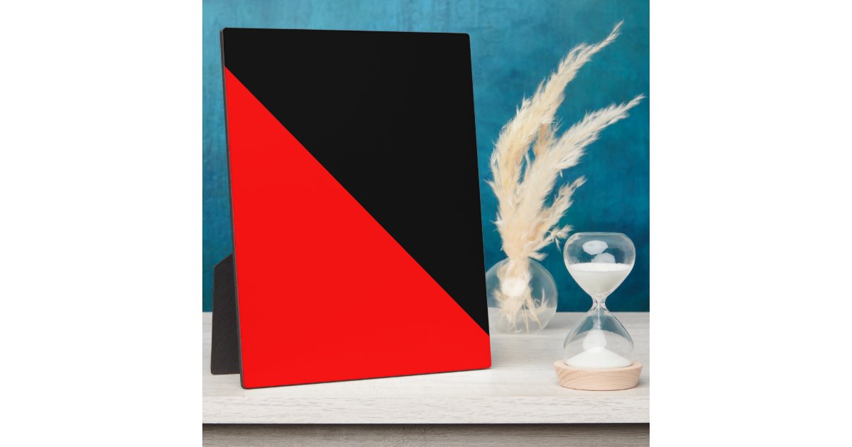 Black and Red diagonal flag Plaque Zazzle