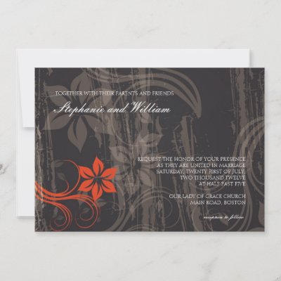 Black and Red Floral Swirl Wedding Invitation by Eternalflame