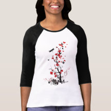 Black and Red Flowers Tee Shirts