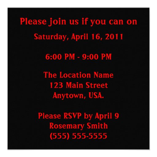 Black and Red Gifts Birthday Party Announcement