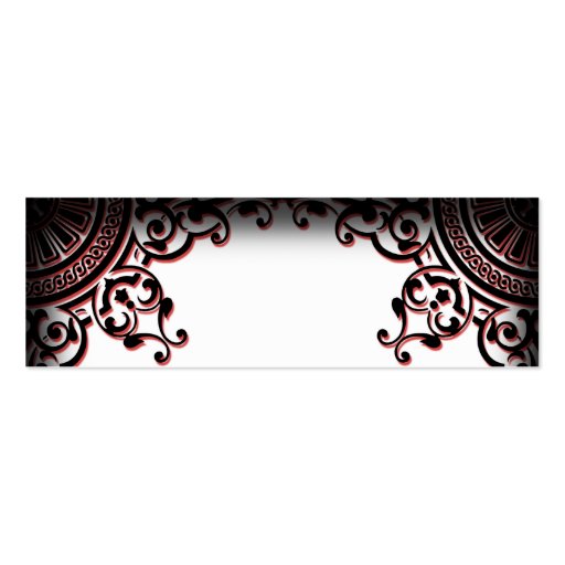 Black and Red Gothic Scroll Wedding Drink Ticket Business Cards (back side)