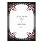 Black and Red Gothic Scroll Wedding Invitation
