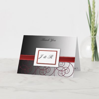 Black and red graduated weddding thank you card by Cards by Cathy Wedding 