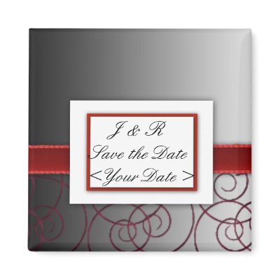 Black  and red graduated wedding set refrigerator magnets by Cards_by_Cathy