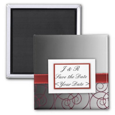 Black and red graduated wedding set refrigerator magnets by Cards by Cathy
