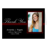 Black and Red Graduation Thank You Card cards