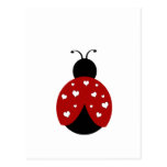 Black and Red Heart Ladybug Post Card