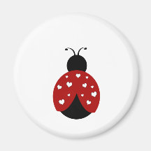 Black and Red Heart Ladybug Refrigerator Magnets