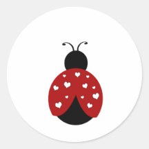 Black and Red Heart Ladybug Stickers