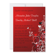 Black and red heart swirls wedding 5x7 invitation invitation