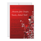 Black and red heart swirls wedding 5x7 invitation