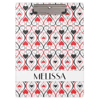 Black And Red Hearts Pattern Personalized Custom