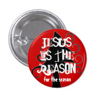 Black and Red Jesus is the Reason Christmas Pin
