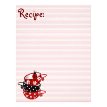 Black and Red Ladybug Recipe Paper Customized Letterhead