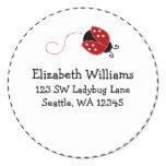 Black and Red Ladybug Round Address Sticker Label