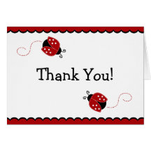 Black and Red Ladybug Thank You Note Card