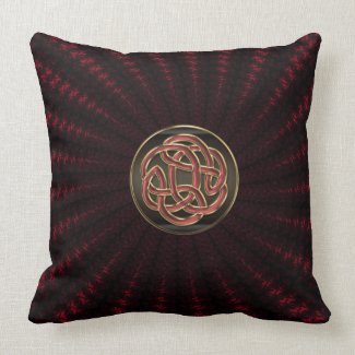 Black and Red Metallic Celtic Knot Cotton Pillow
