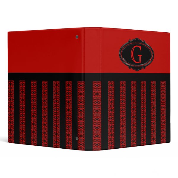 Black and Red Monogram Binder binder