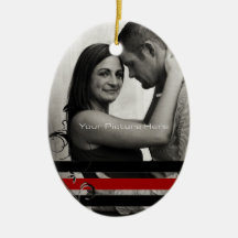 Black and Red Photo Engagement Ornament