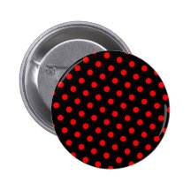 Black and Red Polka Dots Button