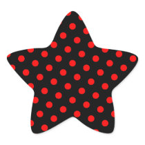 Black and Red Polka Dots Star Sticker