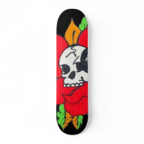 Black and Red Rose Skull Board skateboards
