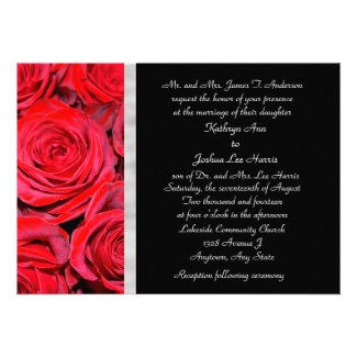 Black and Red Roses Wedding Invitation