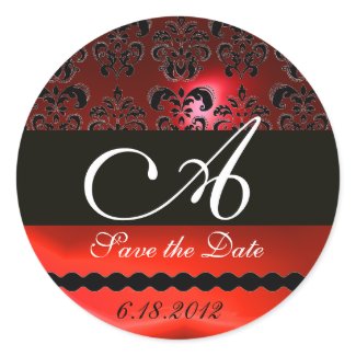 BLACK AND RED RUBY DAMASK MONOGRAM, sticker