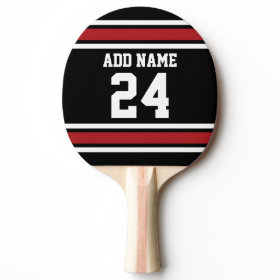 Black and Red Sports Jersey Custom Name Number Ping Pong Paddle
