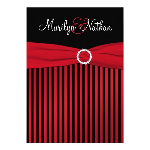 Black and Red Stripes with White Wedding Invite (front side)