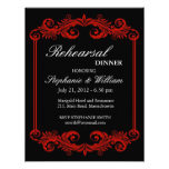 Black and Red Swirl Rehearsal Dinner Invitation