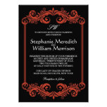 Black and Red Swirl Wedding Invitation