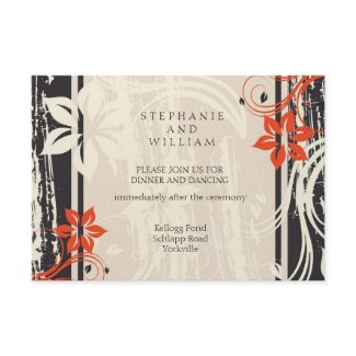Black and Red Swirl Wedding Reception Card invitation