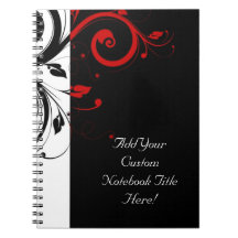 Black and Red Swirly Vines Note Books
