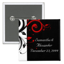 Black and Red Swirly Vines Pins