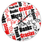 Black and Red Thank You Word Cloud wall clocks