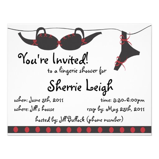 Black and red undies bridal shower invitation