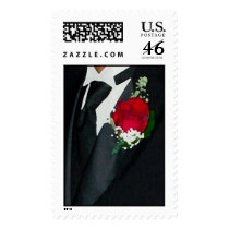 Black And Red Wedding Tux Postage