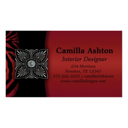 Black and Red Zebra Business Cards (back side)