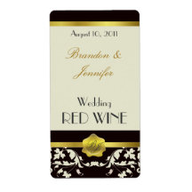 Black and Sand Monogram Wedding Mini Wine Labels