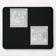 black and silver 2-photo frame mouse mats