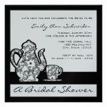 Black and Silver Bridal Tea Shower Custom Announcement